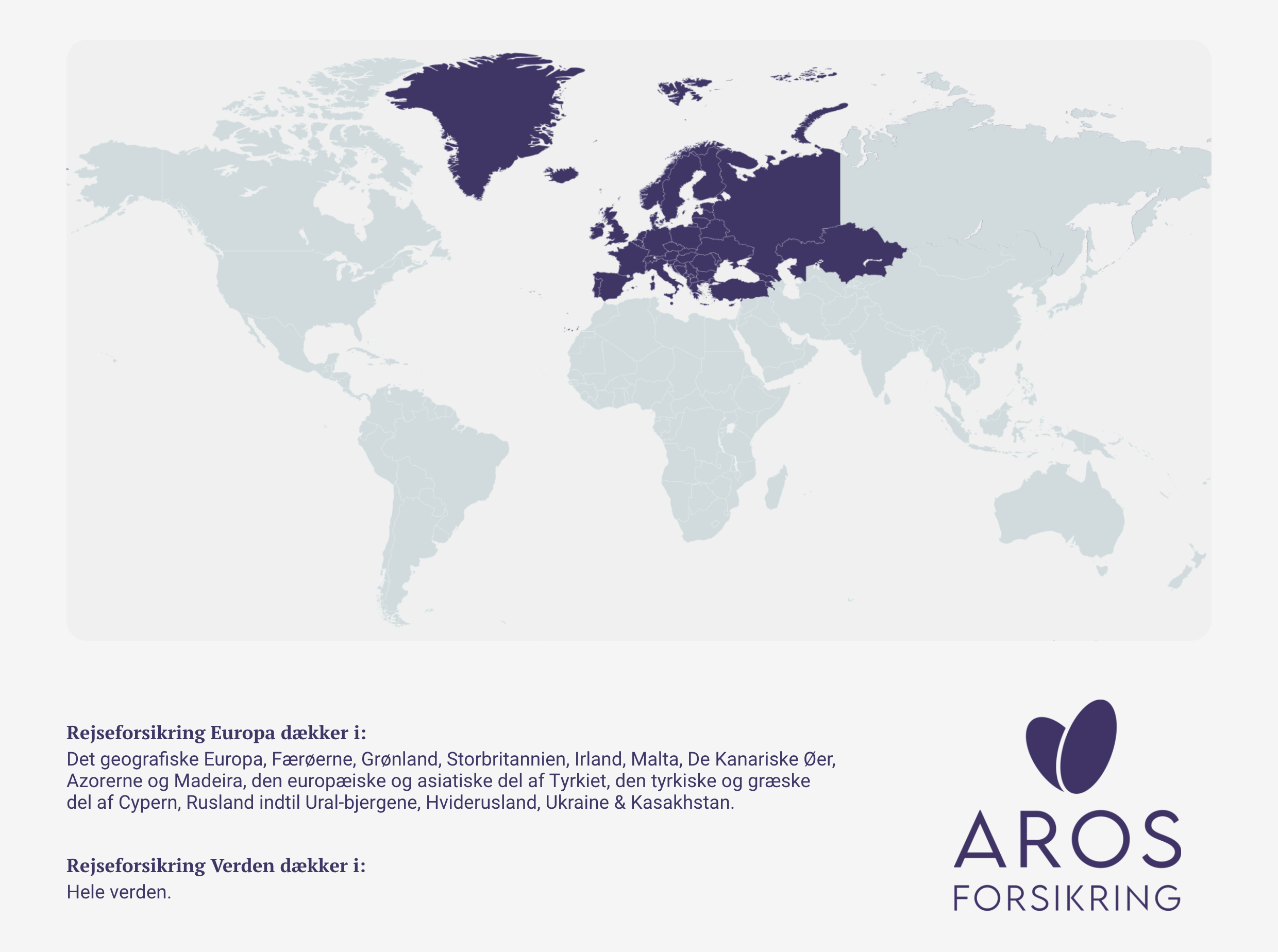 Verdenskort til Europa og Verden rejseforsikring