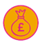 A yellow circle with a pink and white bag with a pound sign

AI-generated content may be incorrect., Picture