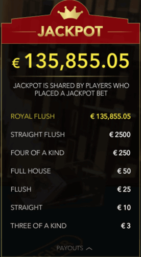 Jackpot pay table