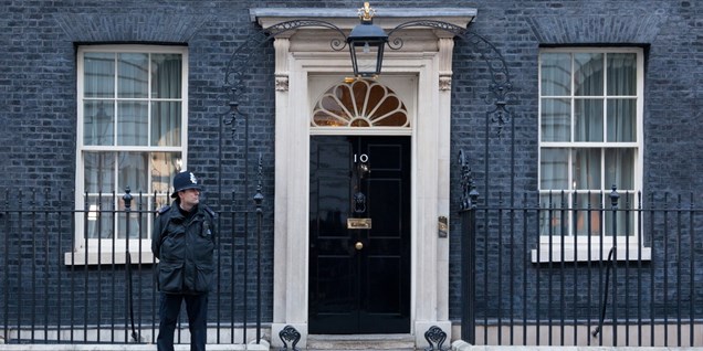 Outside view of the Ten Downing Street door
