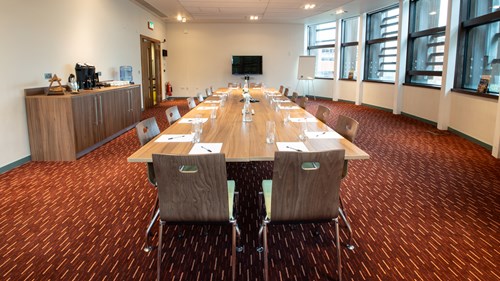 Aylesbury Waterside Theatre meeting room set up in a boardroom format