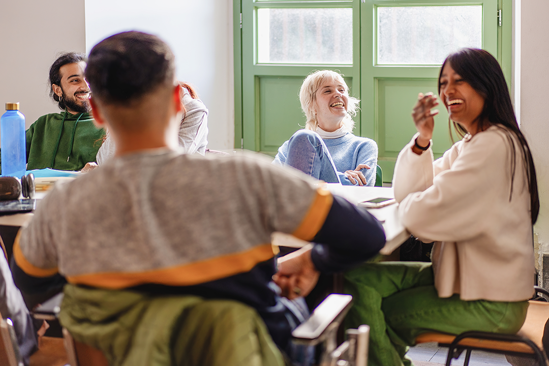 Young People Talking and Smiling