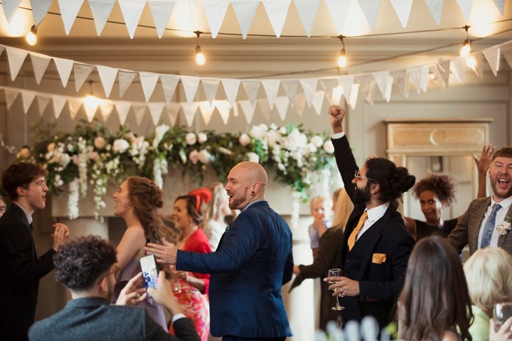 People dancing at a wedding reception