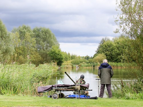 Two anglers at the lake at Brierley Forest Park