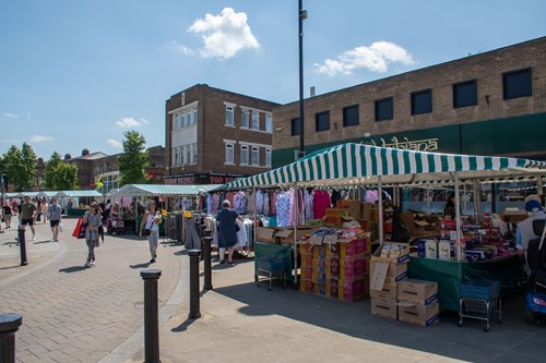 Market outdoors in town centre