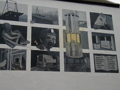 Coal mine mural in Low Street, Sutton in Ashfield