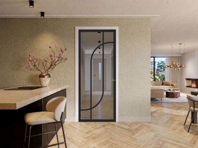 Binnendeur met donker glas in moderne stijl