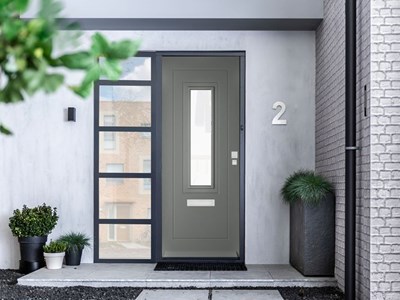 Buitendeur met glas in grijs