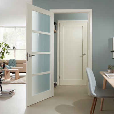Stompe binnendeur met glas