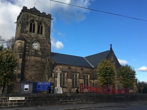 The front of Christ Church in Ironville village in Derbyshire