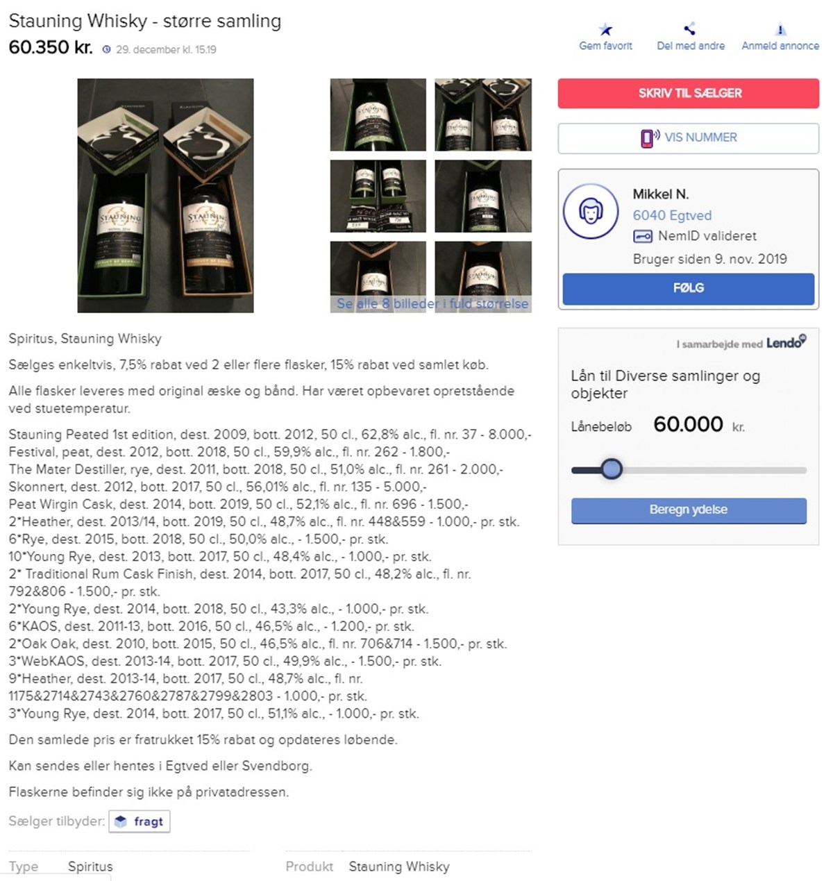 Her kan du se den dyreste samling whisky, der netop nu er til salg på DBA