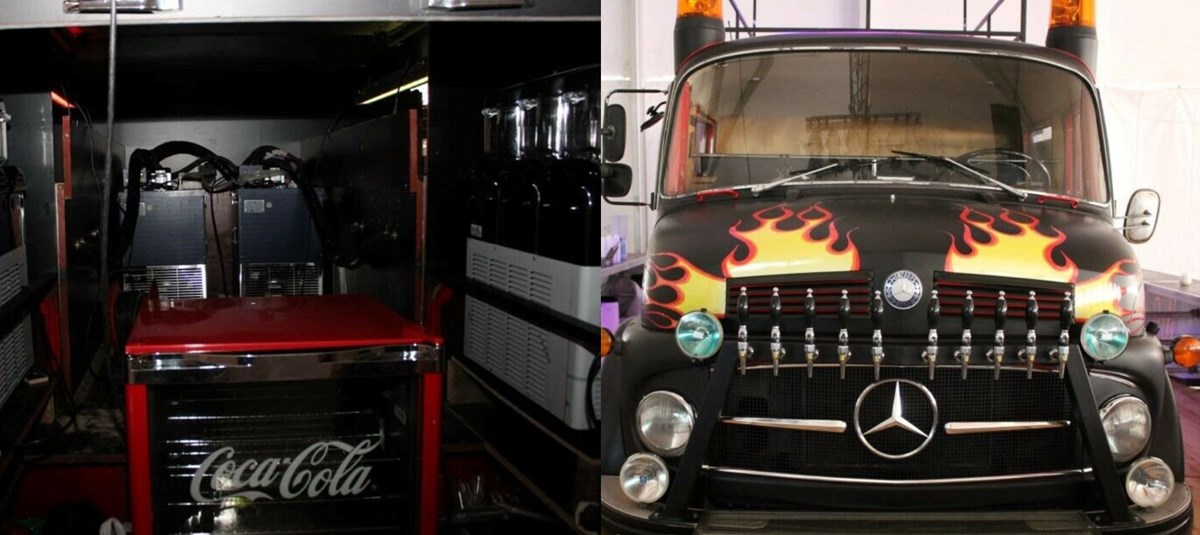 Rock Truck, som Morten og hans kammerat har døbt den gamle brandbil, har indbygget to af de største fadølskølere på markedet. De har 18 haner og kan køre simultant, så hverken tryk eller køling forringes. Den kan med andre ord fyrer op for en virkelig god fest