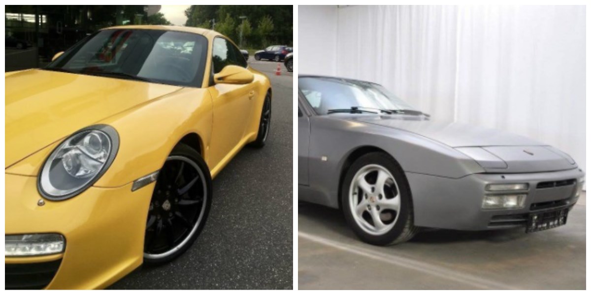 Her er to Porscher, som netop nu er til salg på DBA. Den gule står i Charlottenlund, og den vil ejeren have 279.997 kroner for. Den grå vil Nikolaj fra Østerbro have 115.000 kroner for