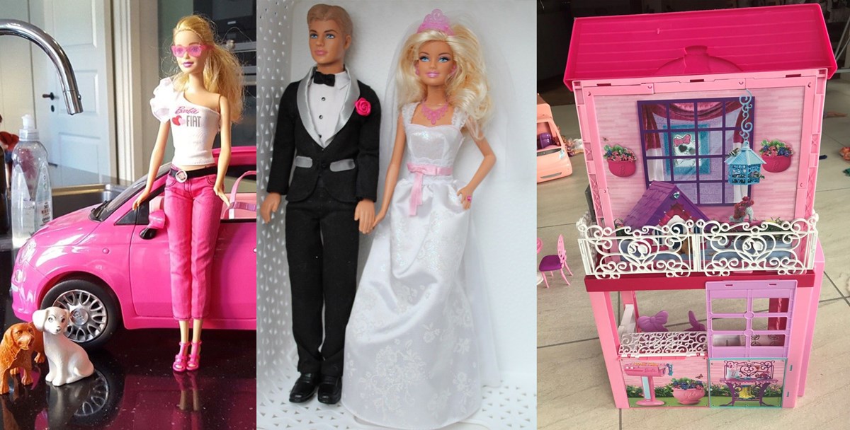 Det fine Barbie-brudepar sælges af Kirstine fra Ansager til 280 kroner, mens den pink Fiat med Barbie og 2 hunde kan hentes for 120 kroner hos Stine i Roskilde. Barbie-huset står i Frederikssund, og Anders sælger det med tøj, 2 dukker og tilbehør for 250 kroner