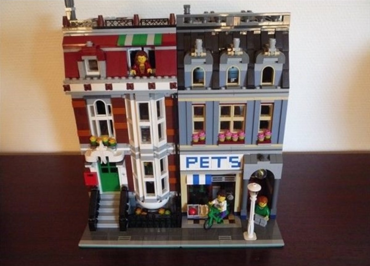 I skrivende stund er denne Lego-by til salg på DBA. Du kan købe det for 1.395 kroner af Bjarne fra Skævinge. Byen hedder ’Pet Shop 10.218’