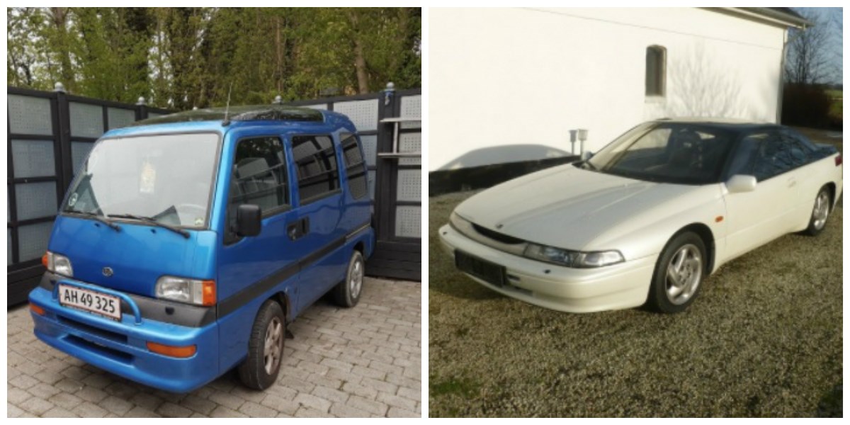 Her er to Subaru-biler, som lige nu er til salg på DBA. Den blå står i Helsingør, og kan blive din for 28.000 kroner, mens du kan blive den nye ejer af bilen til venstre for 49.800 kroner