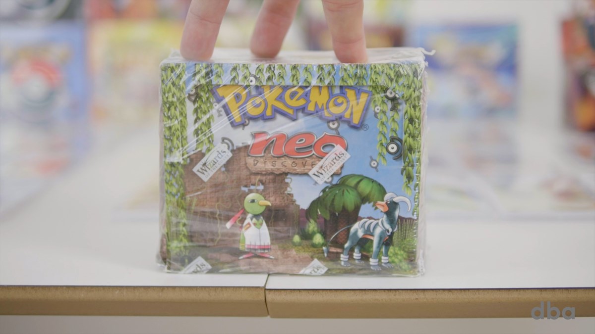 ’Samlekort, Pokémon Sealed 1st edition Neo Discovery Booster B’ skriver Mark I titlen på sin DBA-annonce’
