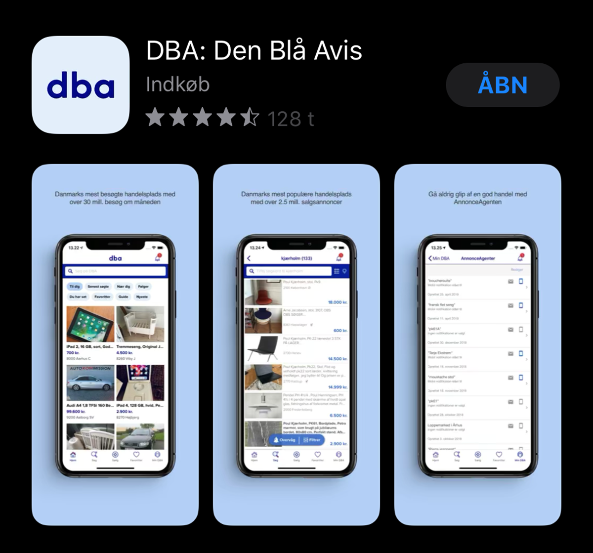 Det er DBA-Appen med dette ikon, du skal lede efter.