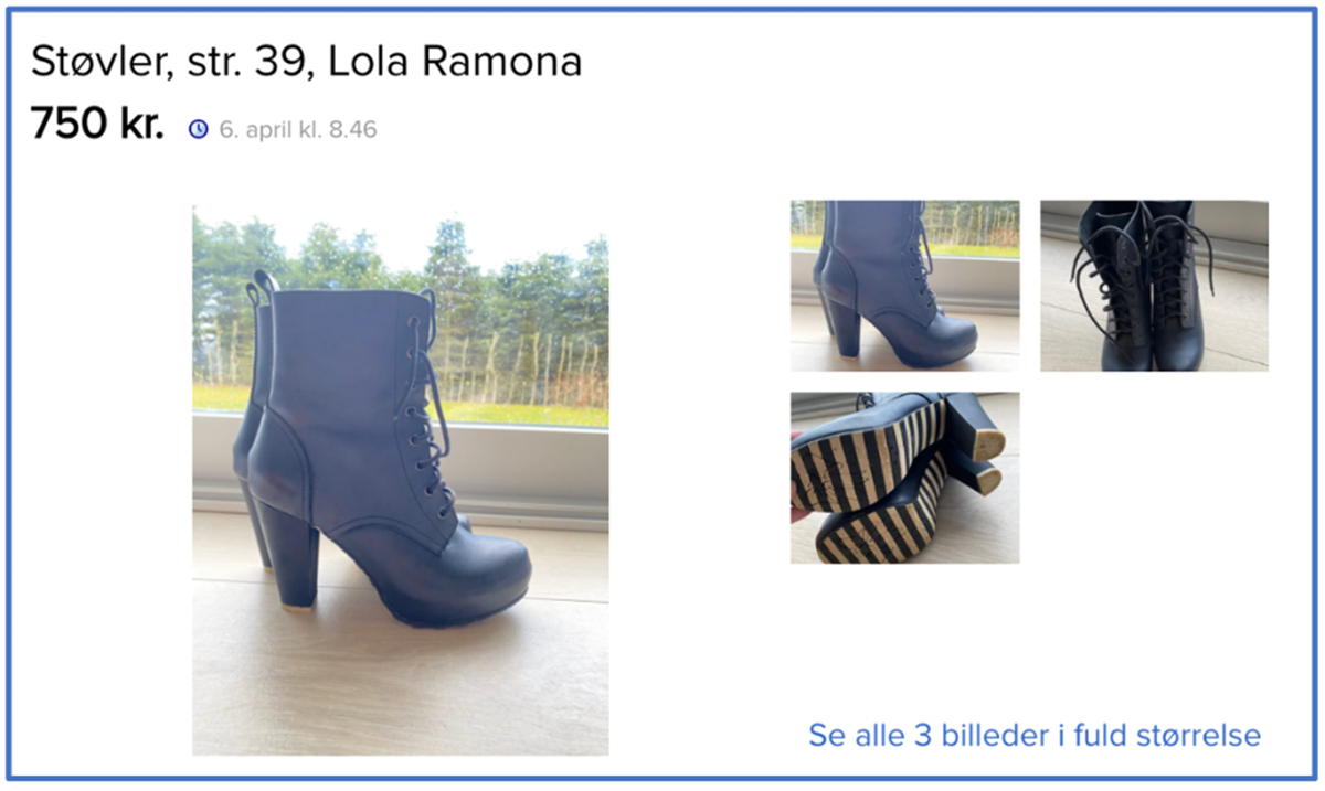 750 kroner håber Camilla fra vejle at få for sine Lola Ramona-støvler.