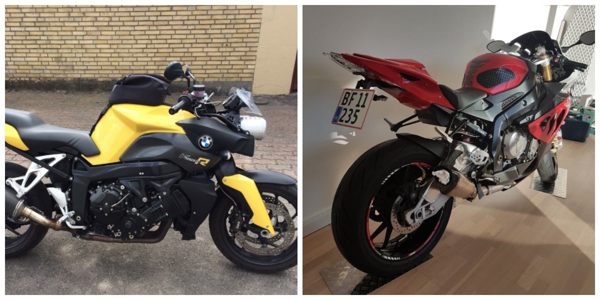 21.000 kilomter har Peter fra Kastrups gul/sorte motorcykel kørt, og nu sælger han den  på DBA. Du kan se motorcyklen til venstre i billedet. Den til højre kan blive din, hvis du er villig til at punge ud med 179.995 kroner