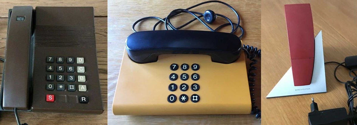 Bordtelefonen fra Jacob Jensen, model ’Kirk 76E Digital 2000’, er ren nostalgi som mange husker. Den er fra 1982 og var speciel for sin tid, da det var den første telefon med fuldelektronisk trykknapapparat med tonetastatur samt elektroniske ringetoner. Den koster 100 kroner hos Jannik i København N. ’GNT Automatic, F78’ bordtelefonen er en klassiker, som har stået i mange danske hjem. ’Den virker perfekt’, skriver Jacob fra Nørre Alslev, der skal have 50 kroner for den. Bang og Olufsen ’BeoCom 6000’-telefonen kommer med diverse ledninger og vejledning. Den koster 500 kroner, og du skal til Viborg og hente den hos Ase