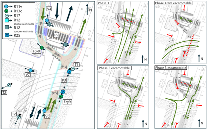 Schéma d’implantation des signaux et phasages des feux