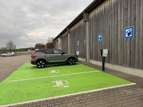 Vehicle parked on electric charging stations