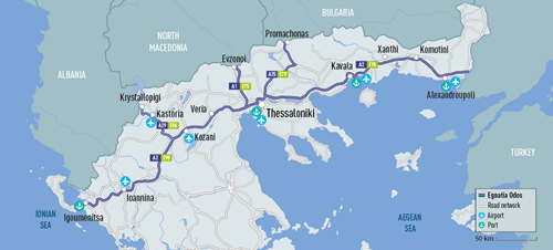 Zoomed cartography of Egnatia Odos