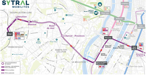 Carte du tracé TEOL