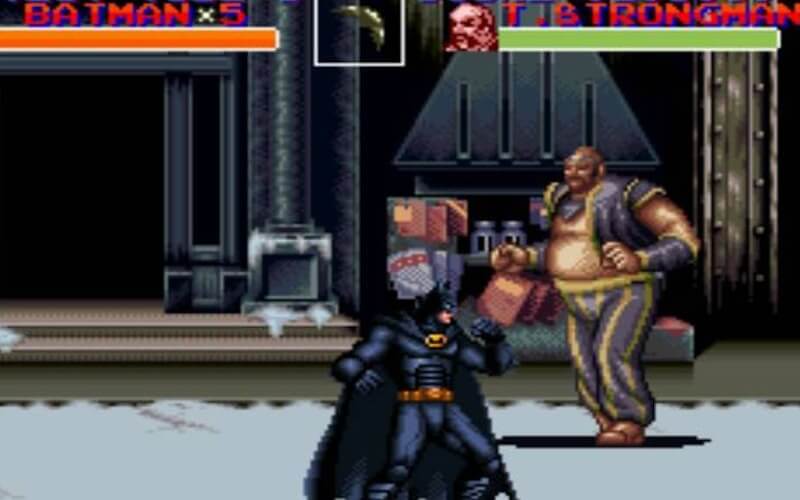 Snippet of the Batman fighting video game, showing Batman fighting an opponent