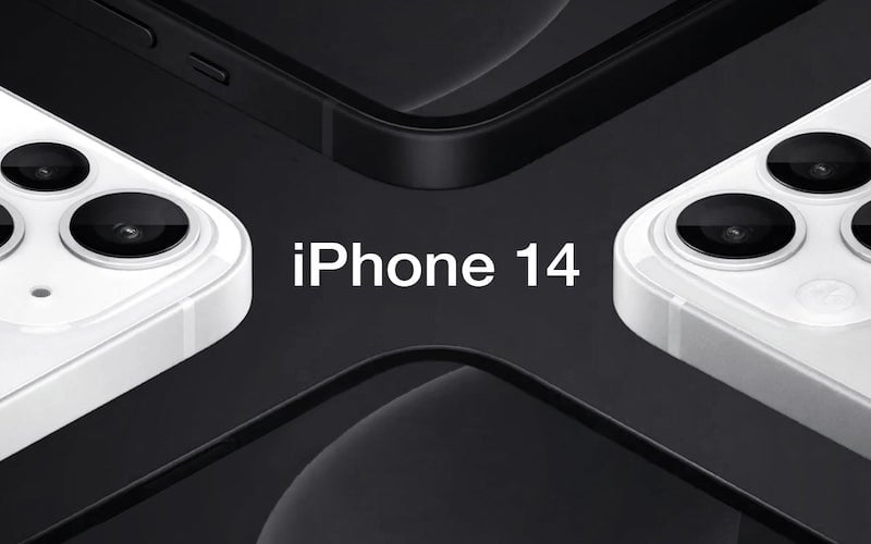 3D renders of white and black iPhone 14 models