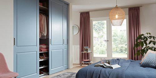 Klassieke stijlschuifdeur blauw