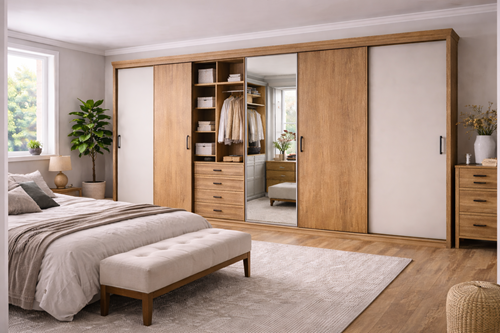 Moderne Kledingkast Hout Met Schuifdeur