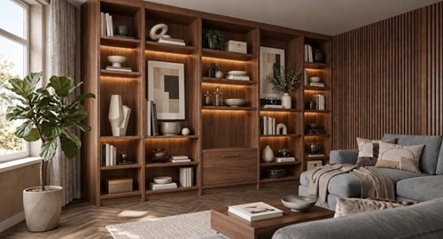 Open opbergkast in de woonkamer