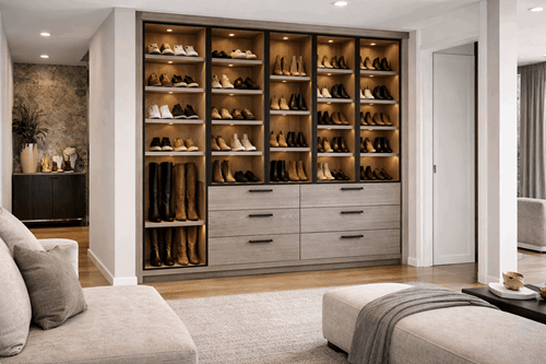 Grijze schoenenkast op maat