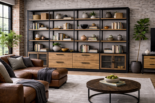 Industriele kast op maat in woonkamer