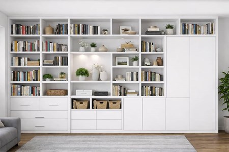 Witte boekenkast met deuren