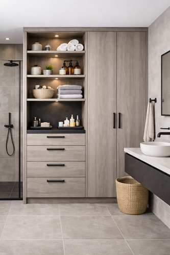 Grijze badkamerkast op maat