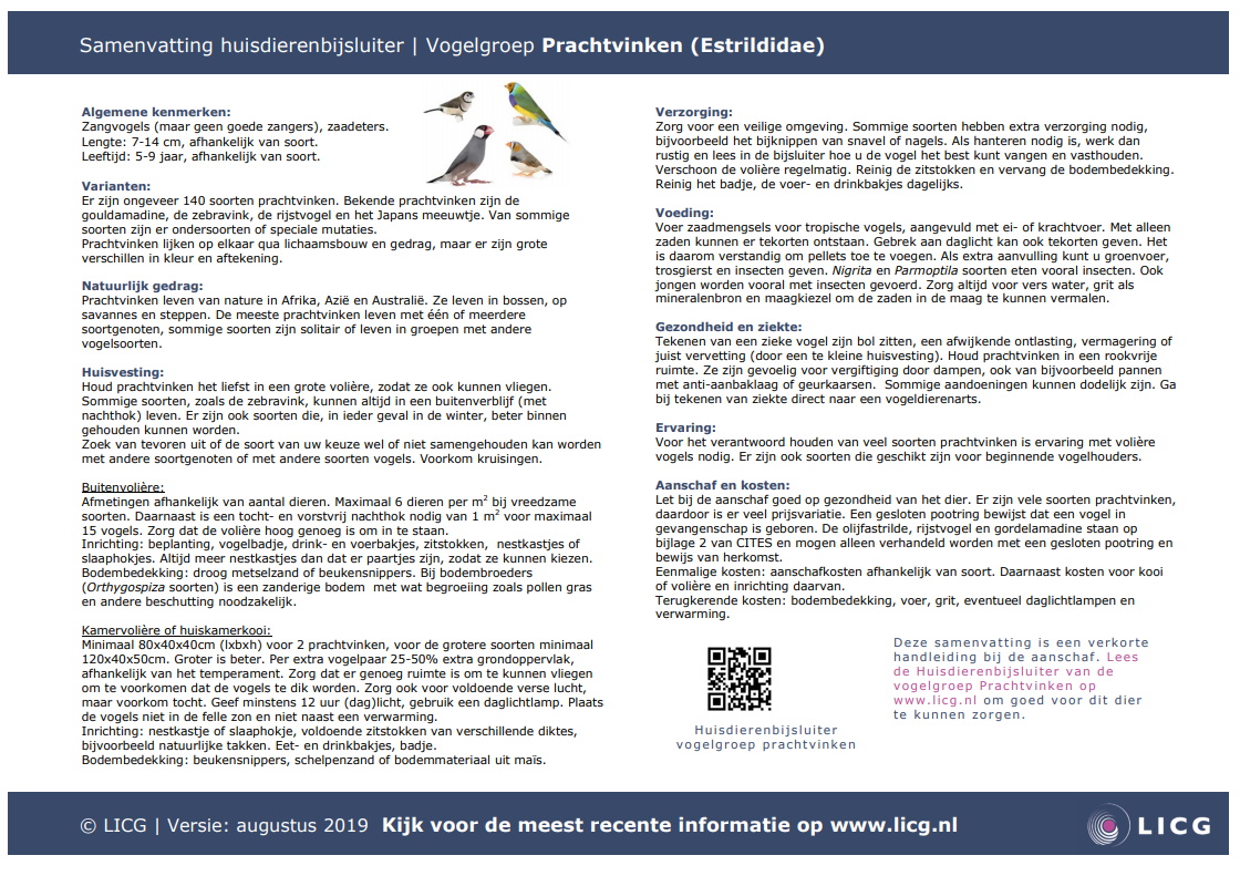 Prachtvinken(vogelgroep) samenvatting, 10 stuks