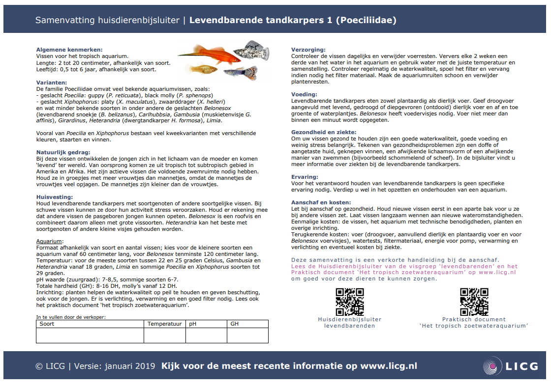 Levendbarenden(vissengroep) samenvatting, 10 stuks