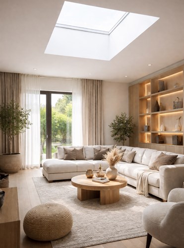 Woonkamer met lichtkoepel