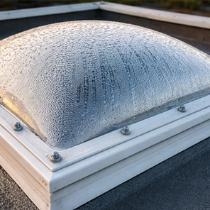 Condens in lichtkoepel