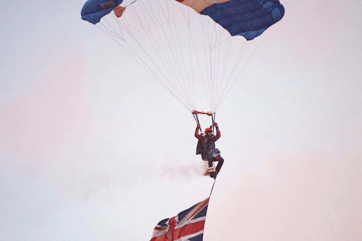 RAF Falcon with flag