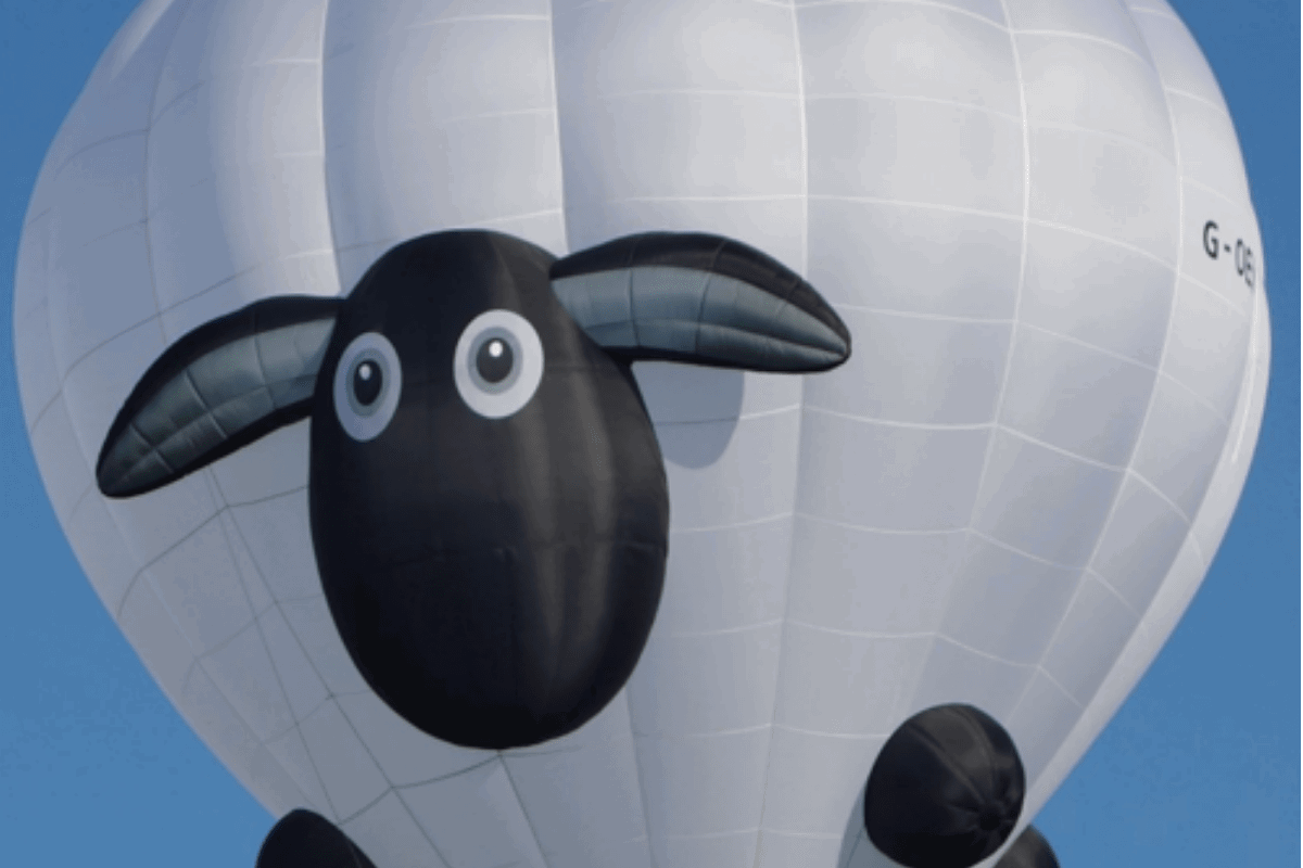 A balloon shaped as a sheep