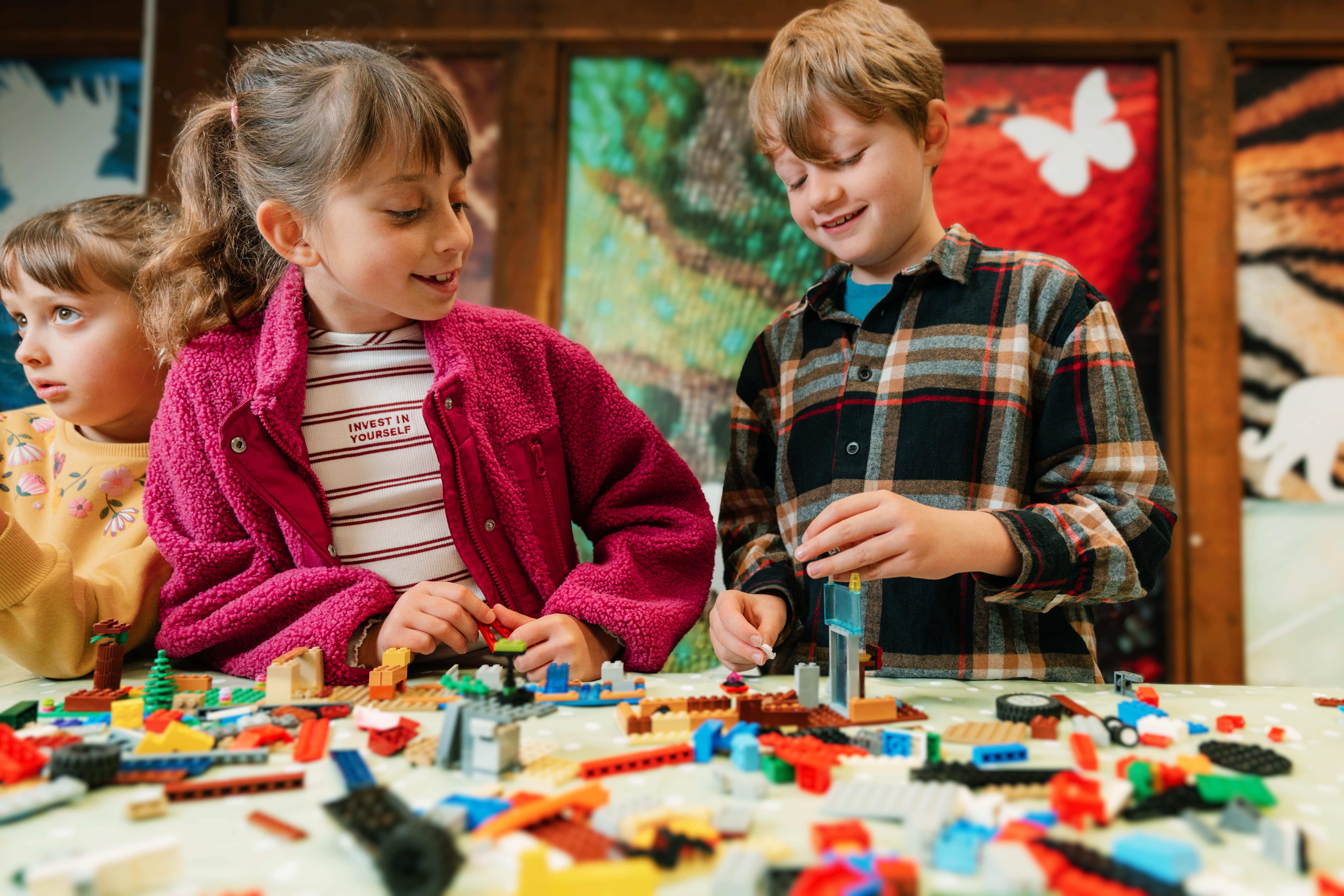 Children play with LEGO bricks