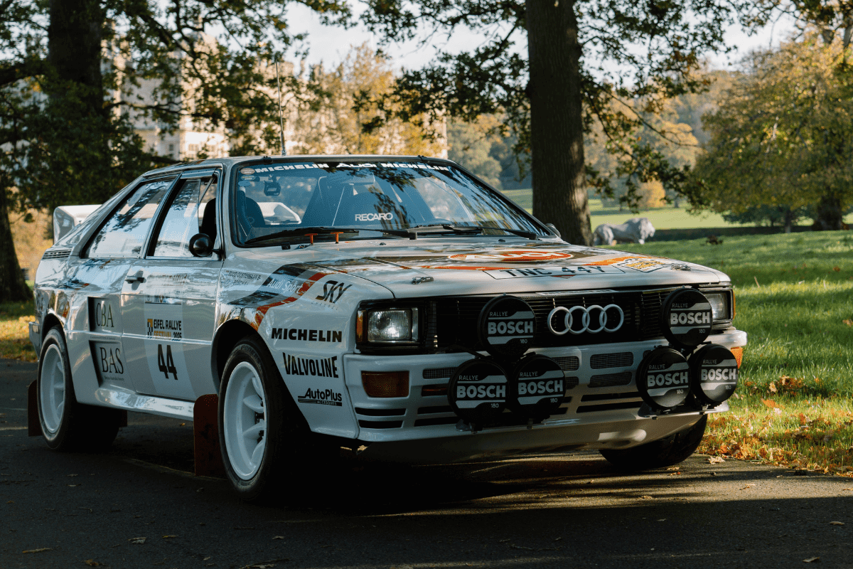 A rally car drives round the Longleat Estate to promote the Motor Show Weekender