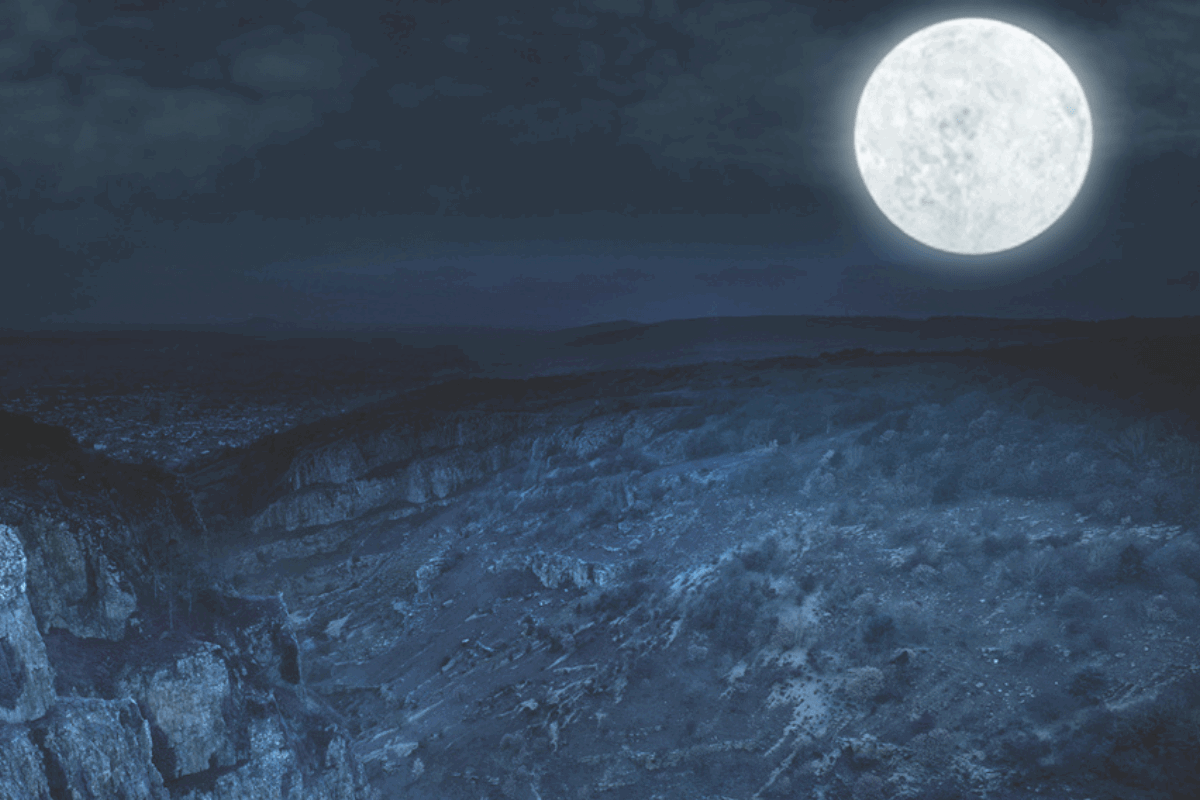 Halloween at Cheddar with a full moon lighting up the gorge