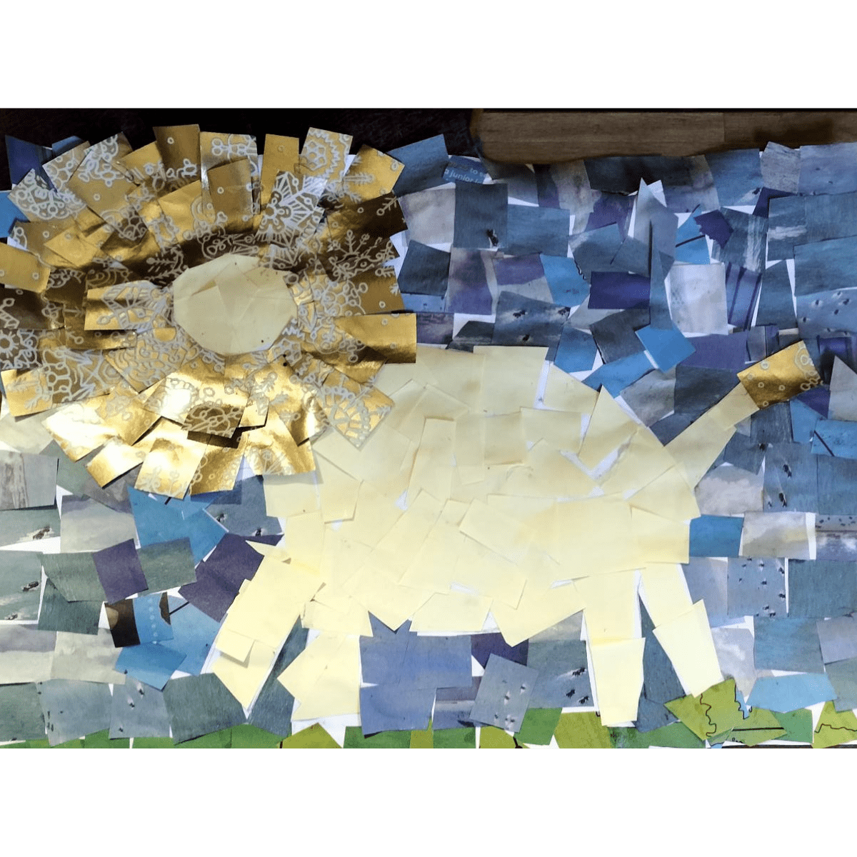 Collage of a lion on a blue background