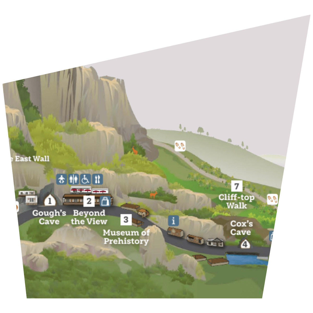 A section of the Cheddar Gorge & Caves map