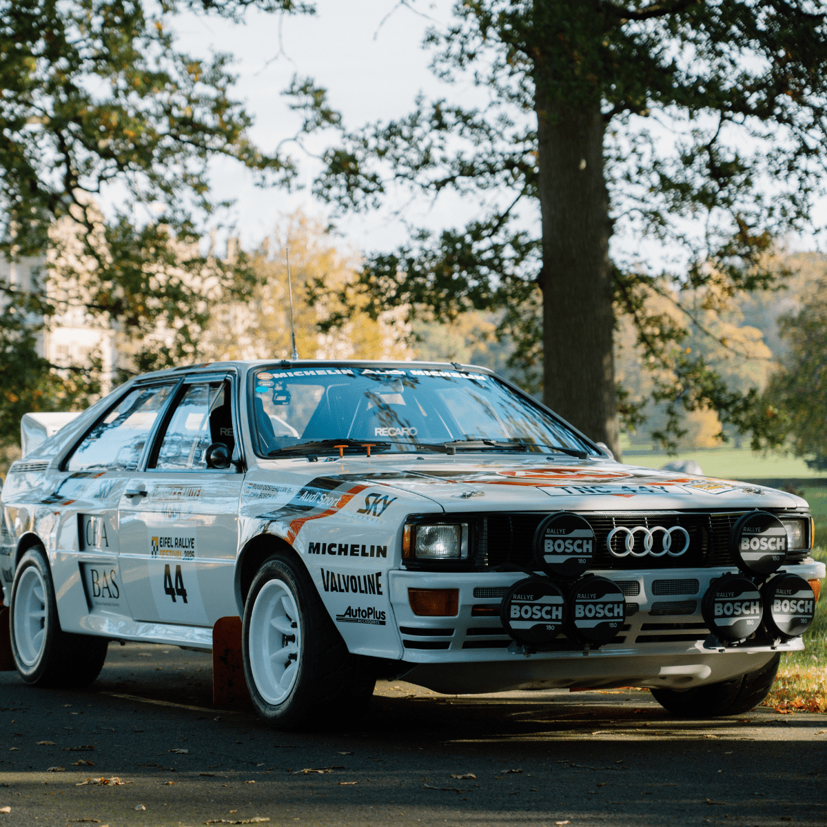 A rally car drives round the Longleat Estate to promote the Motor Show Weekender